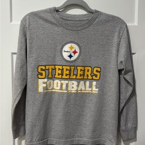 Steelers Kids Gray Long Sleeve Shirt, Size L